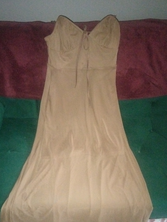 Dresses & Skirts - Women’s Tan Maxi Dress with Tie Front